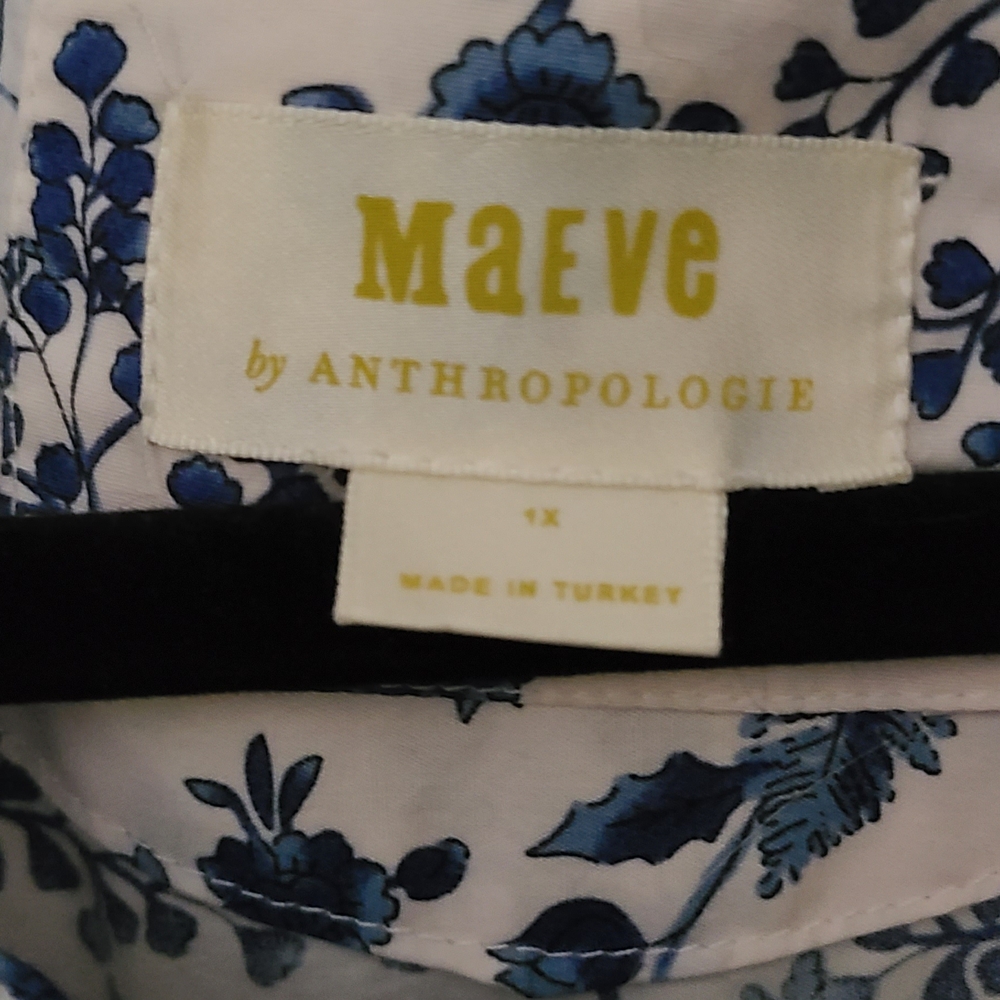 Anthropologie Blue and White Floral Midi/Maxi Dress - Picture 2 of 2